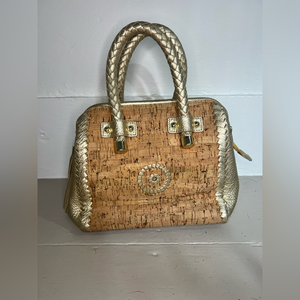 Jack Rodgers Cork Gold Trim Top‎ Handle Bag with Attachable Crossbody Strap